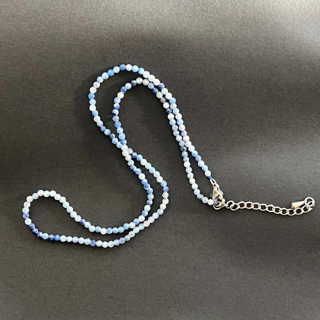 Colier aventurin albastru sfere 2-3 mm, pietre semipretioase - druzy.ro 2 