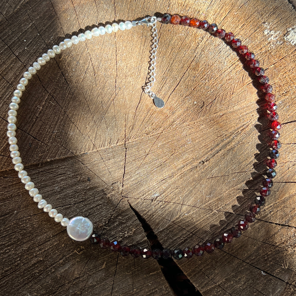 Colier granat si perle Rubia#8, pietre semipretioase - druzy.ro 2 