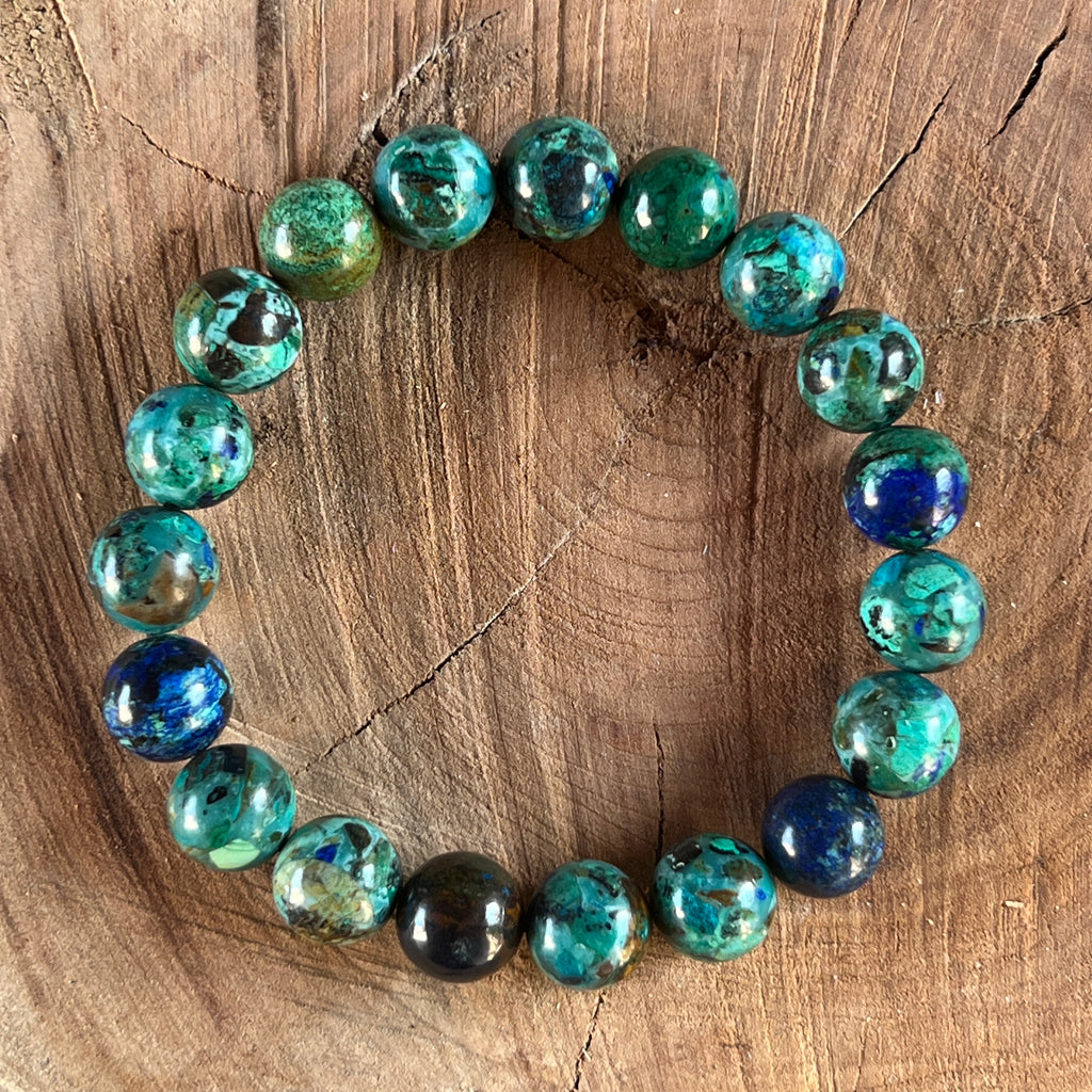 Bratara azurit si malachit 10 mm, pietre semipretioase - druzy.ro 2 
