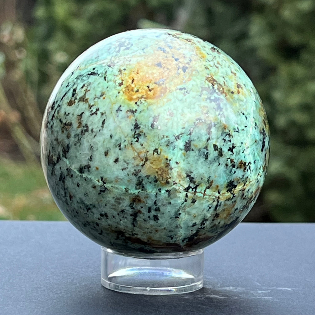 Sfera 7 cm crisocola mina Messina, Congo, model 2, druzy.ro, cristale 2