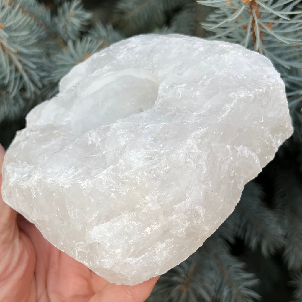 Suport lumanare din cuart de stanca, druzy.ro, cristale 3
