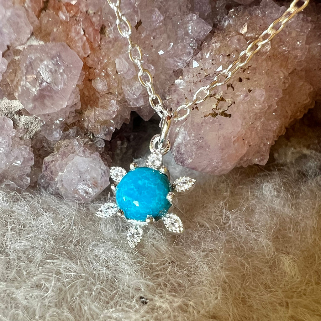 Colier turcoaz din argint, topaz alb Star, druzy.ro, pietre semipretioase 2