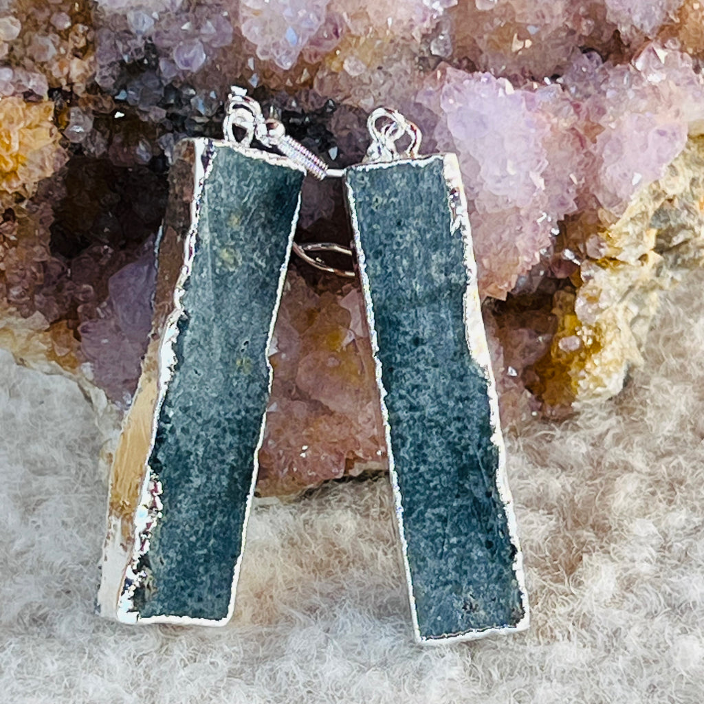 Cercei felii agat druzy placati cu argint din Brazilia model 4, druzy.ro, cristale 4