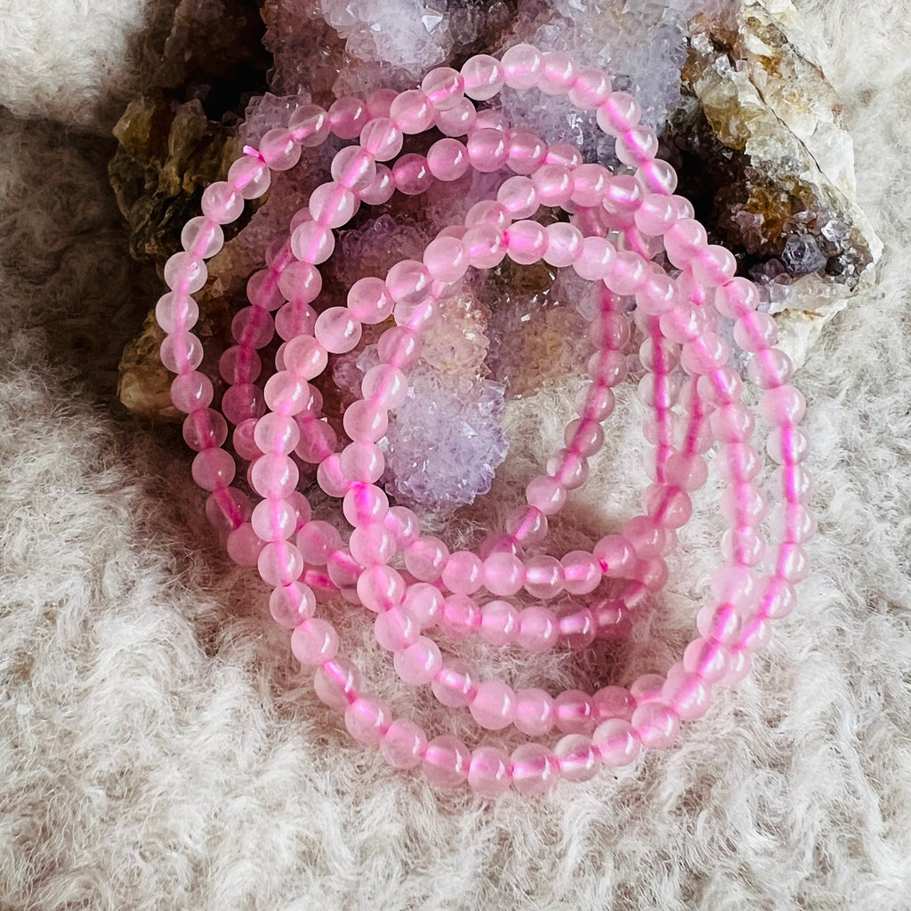 Bratara copii cuart roz 4 mm, druzy.ro, cristale 1