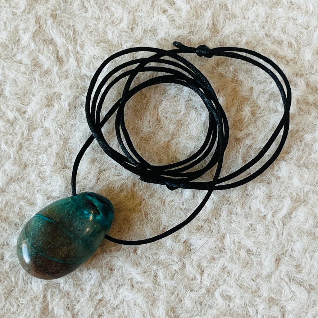Colier pandantiv crisocola DROP, pietre semipretioase - druzy.ro 2 