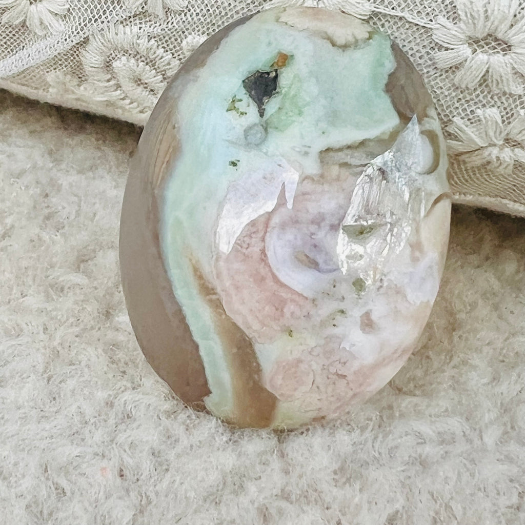 Palmstone agat coral floare verde m11, druzy.ro, cristale 1