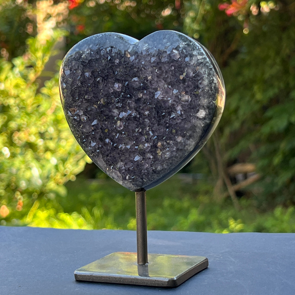 Inima ametist stand model 2, calitate +AAA, geoda ametist Urguay, pietre semipretioase - druzy.ro 4 