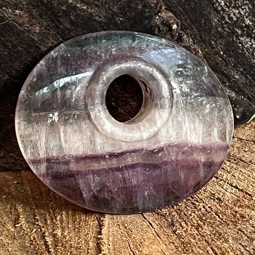Pandantiv piatra pi donut fluorit curcubeu Oval, pietre semipretioase - druzy.ro 1 
