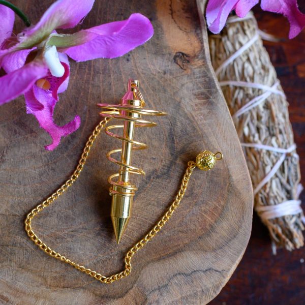 Pendul metal spirala, druzy.ro, cristale 3