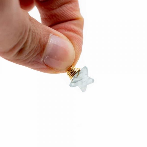 Pandantiv steluta acvamarin 1 cm, argint, piatra lunii martie, birthstone, druzy.ro, cristale 2