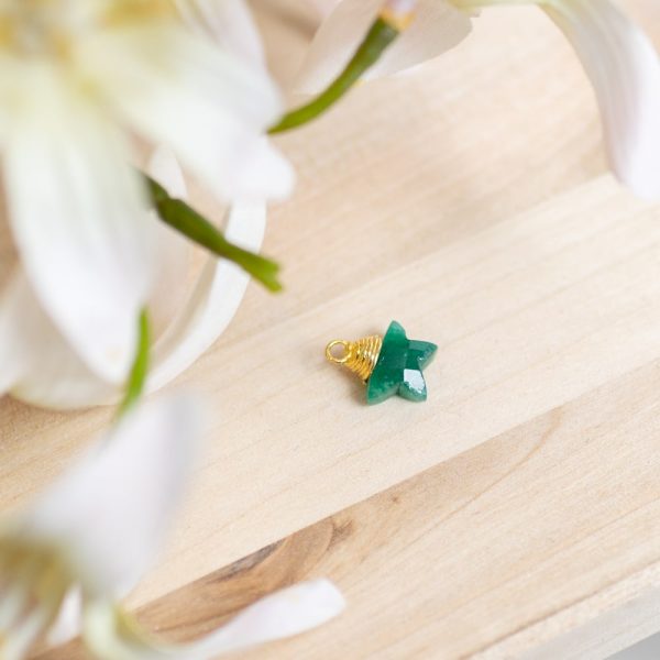 Pandantiv steluta smarald 1cm, argint, piatra lunii mai, birthstone, druzy.ro, cristale 2