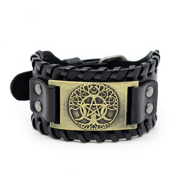 Bratara ajustabila Viking Pentagrama Tree of Life, pietre semipretioase, DRUZY.RO 2