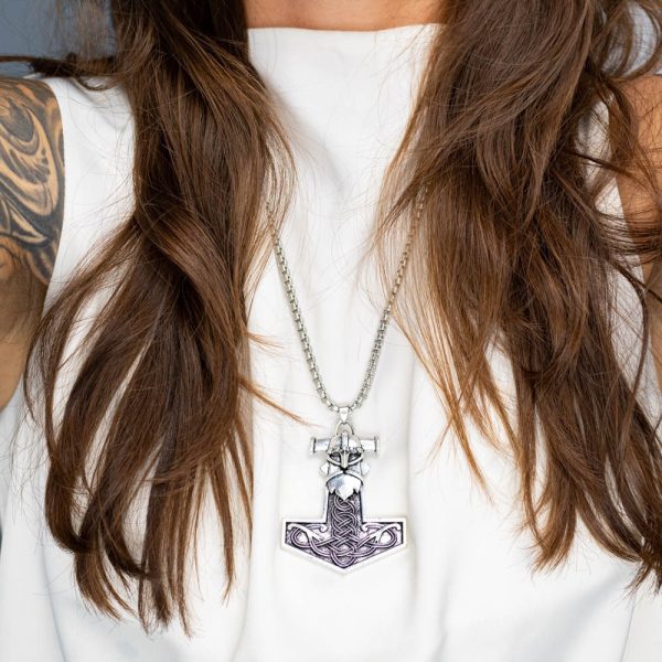Colier Viking Thor's Mjölnir & Head, druzy.ro 1
