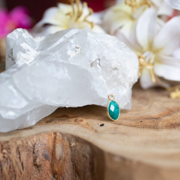 Pandantiv mini smarald 1.2 cm, piatra lunii mai, birthstone, pietre semipretioase - druzy.ro 2 