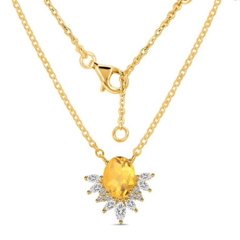 Colier citrin placat cu aur m2, druzy.ro, pietre semipretioase 1
