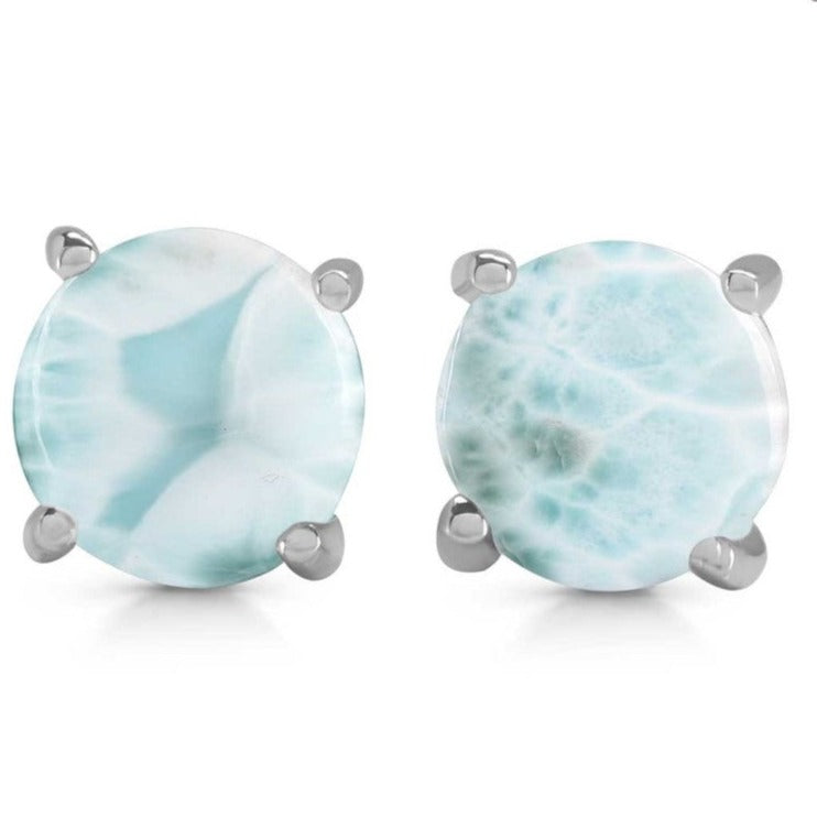 Cercei stud larimar argint 6 mm Round, druzy.ro, pietre semipretioase 1