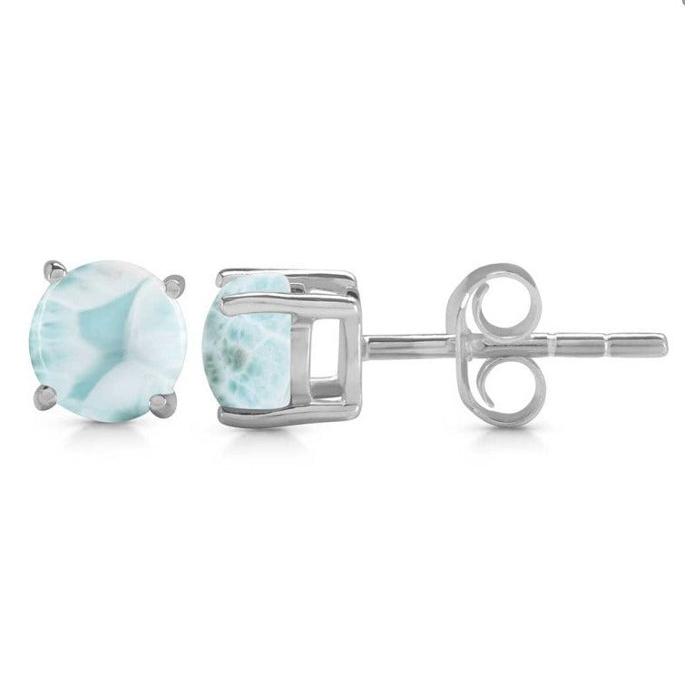 Cercei stud larimar argint 6 mm Round, druzy.ro, pietre semipretioase 2