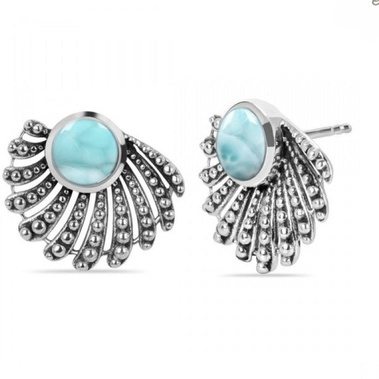 Cercei stud larimar Shell, druzy.ro, pietre semipretioase 2