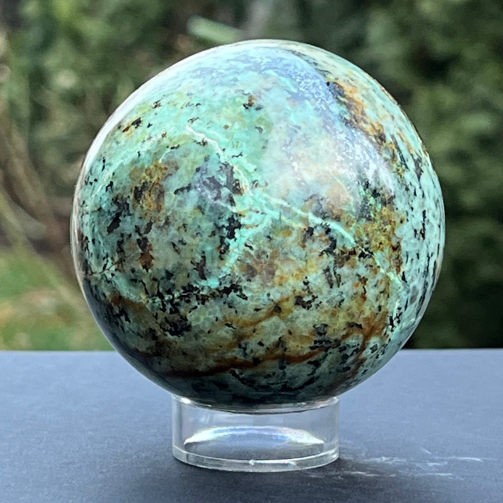 Sfera 7 cm crisocola mina Messina, Congo, model 2, druzy.ro, cristale 5