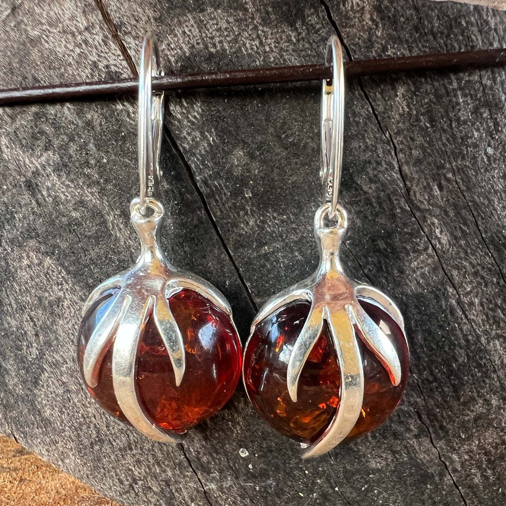 Cercei argint cu chihlimbar Amber8, pietre semipretioase - druzy.ro 2 