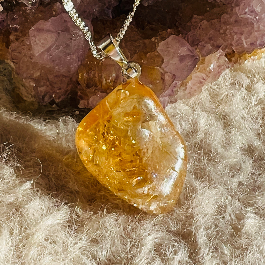 Pandantiv citrin 2-2.5 cm, calitate AA, druzy.ro, cristale 1
