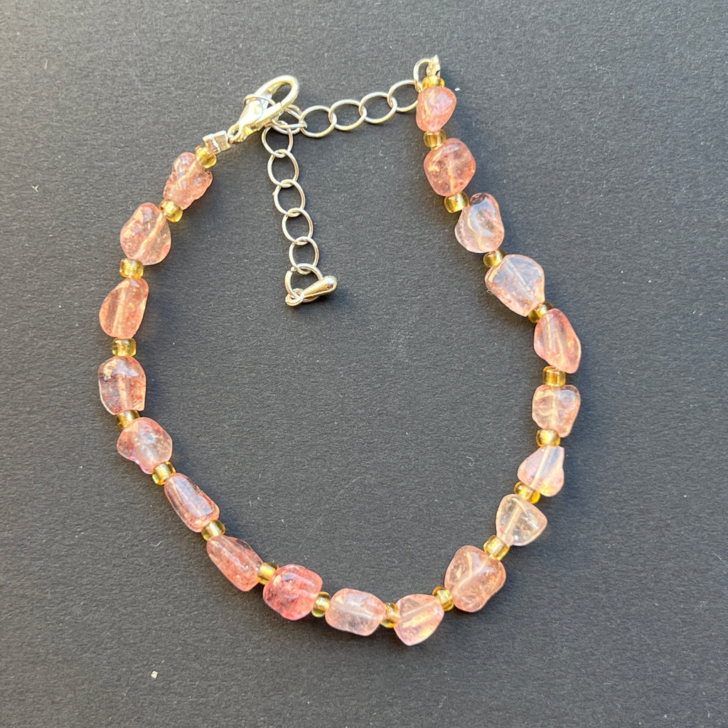 Bratara cuart capsuna Joy Tumble, pietre semipretioase - druzy.ro 2 