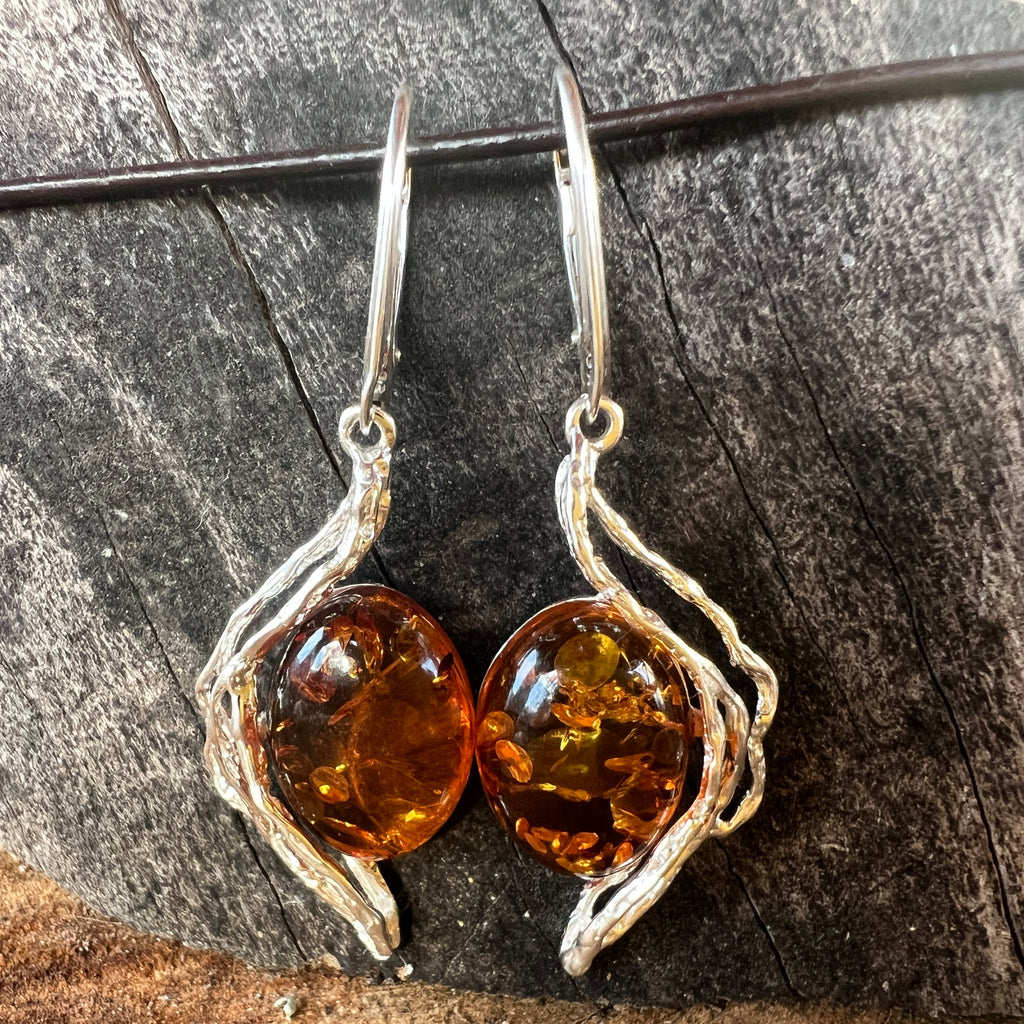 Cercei argint cu chihlimbar Amber14, pietre semipretioase - druzy.ro 1 