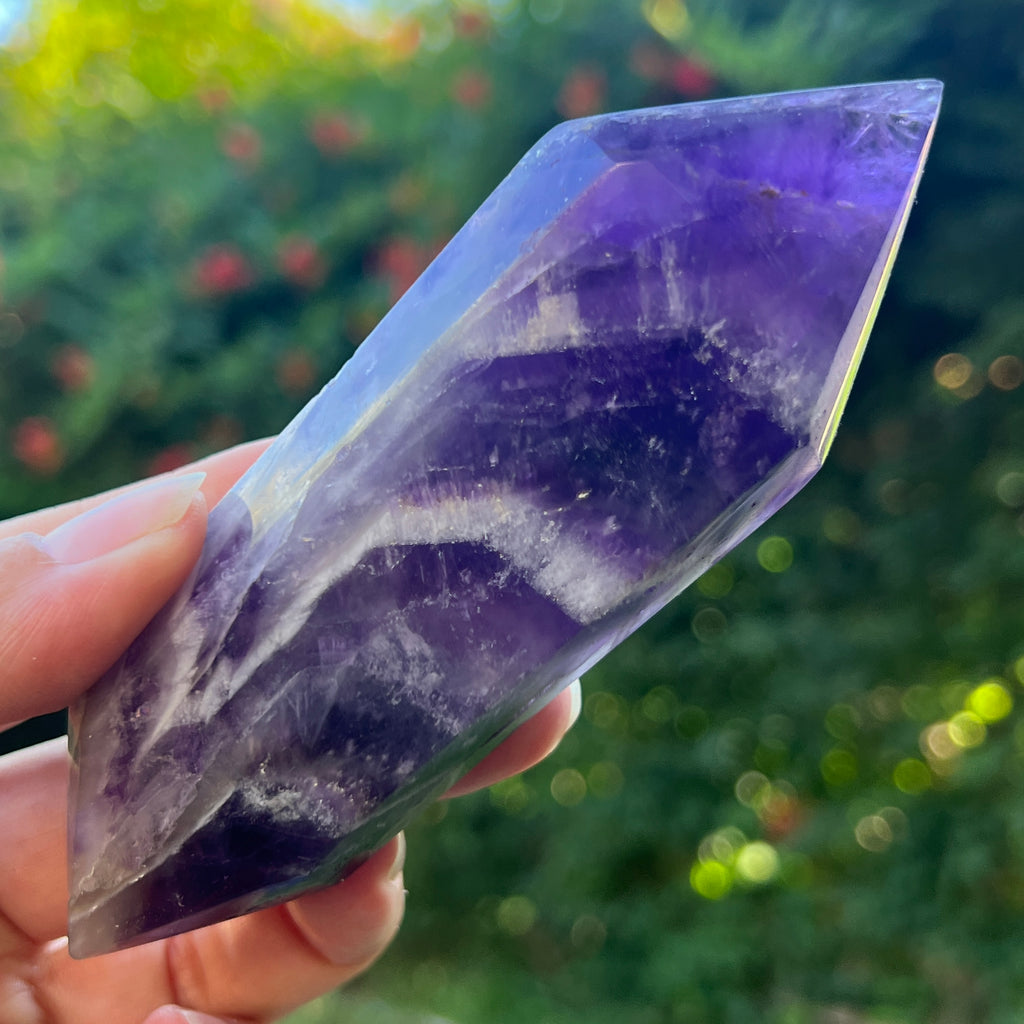 Dublu varf ametist chevron model L3, pietre semipretioase - druzy.ro 1 