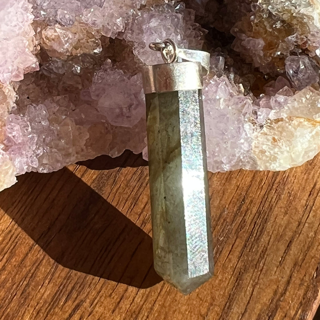 Pandantiv argint labradorit m7, druzy.ro, cristale 10
