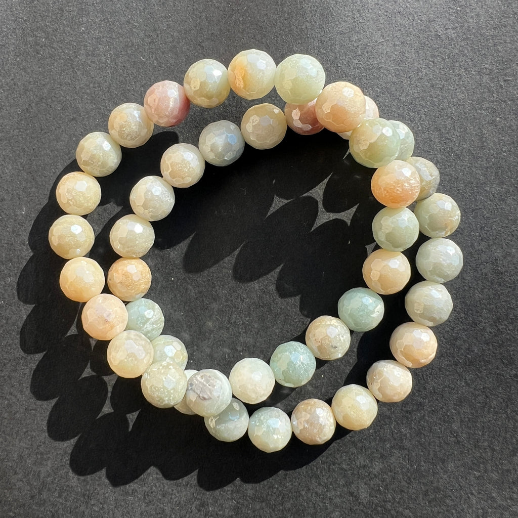 Bratara calcit albastru Aura Caraibe sfere fatetate 7-8 mm, pietre semipretioase - druzy.ro 1 