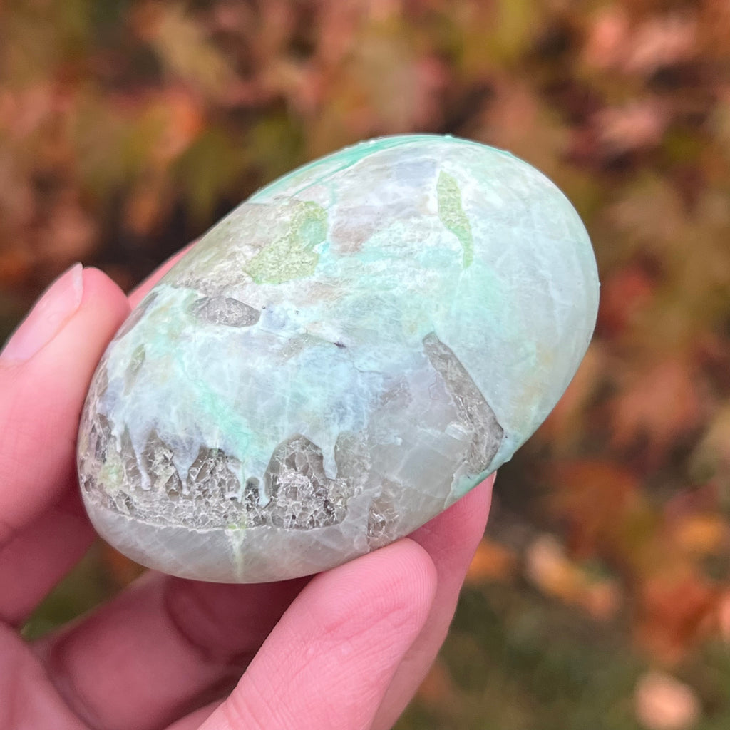 Palmstone piatra lunii cu garnierit m9, druzy.ro, cristale 2