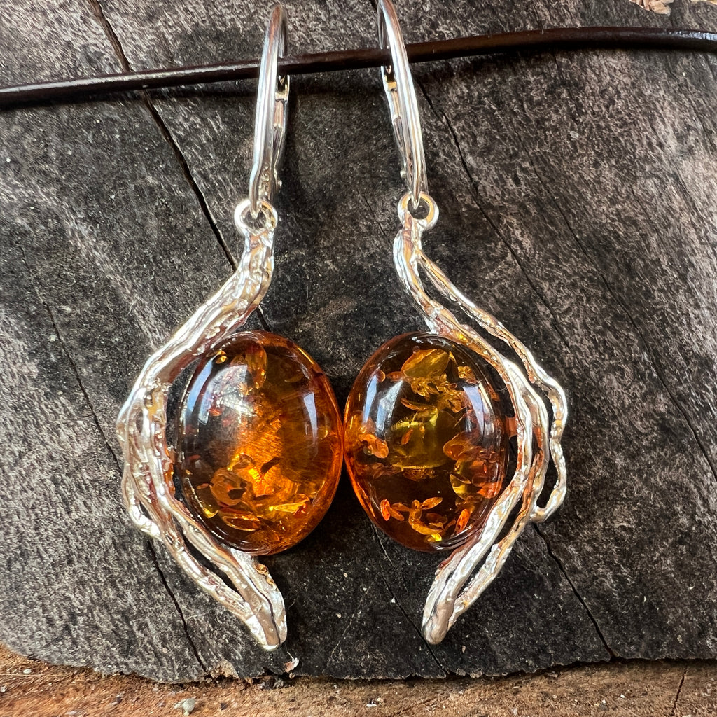 Cercei argint cu chihlimbar Amber14, pietre semipretioase - druzy.ro 2 