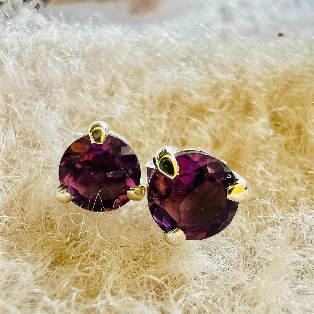 Cercei stud ametist argint 6 mm Round/3, druzy.ro, pietre semipretioase 1