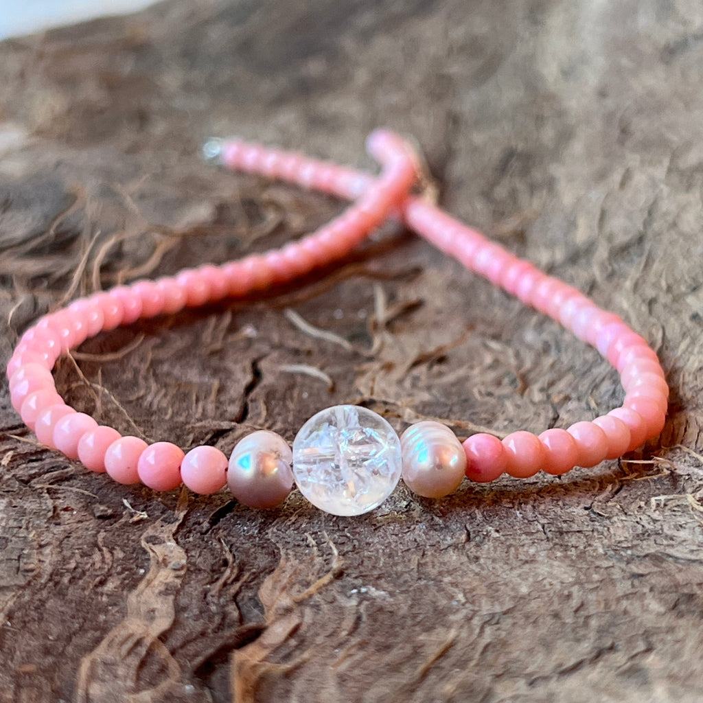 Colier coral, cuart, perle Coral Grace#21, pietre semipretioase - druzy.ro 1 