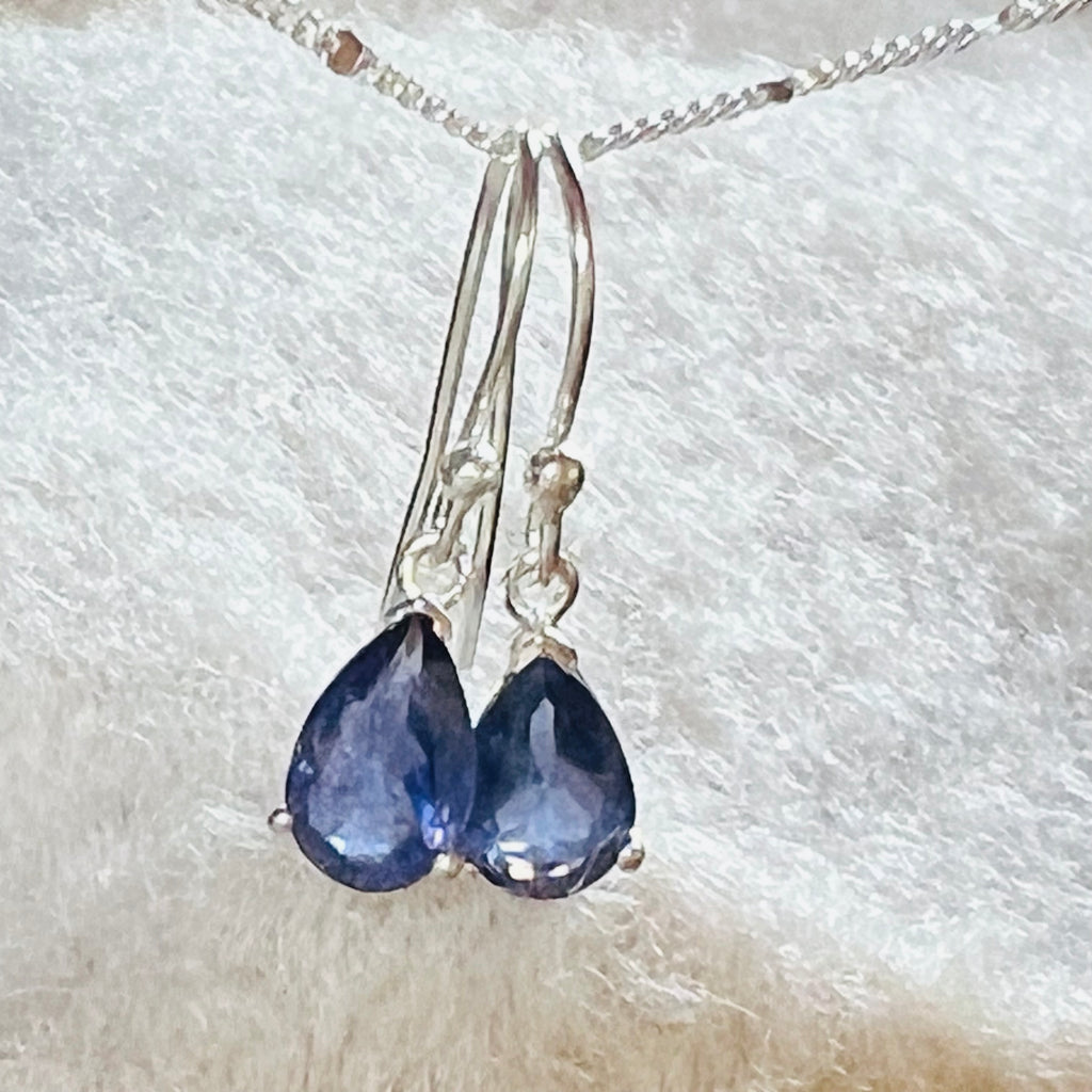Cercei argint iolit Pear 9 mm, druzy.ro, pietre semipretioase 1