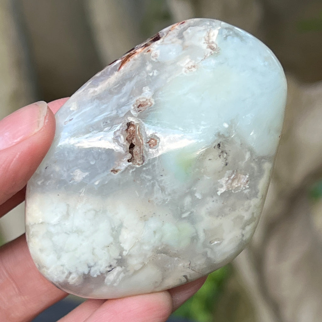 Palmstone calcedonie cu crom albastru-verzuie din Zimbabwe | Model 7, pietre semipretioase - druzy.ro 5 