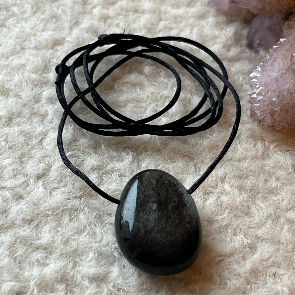Colier pandantiv obsidian argintiu DROP, pietre semipretioase - druzy.ro 2 