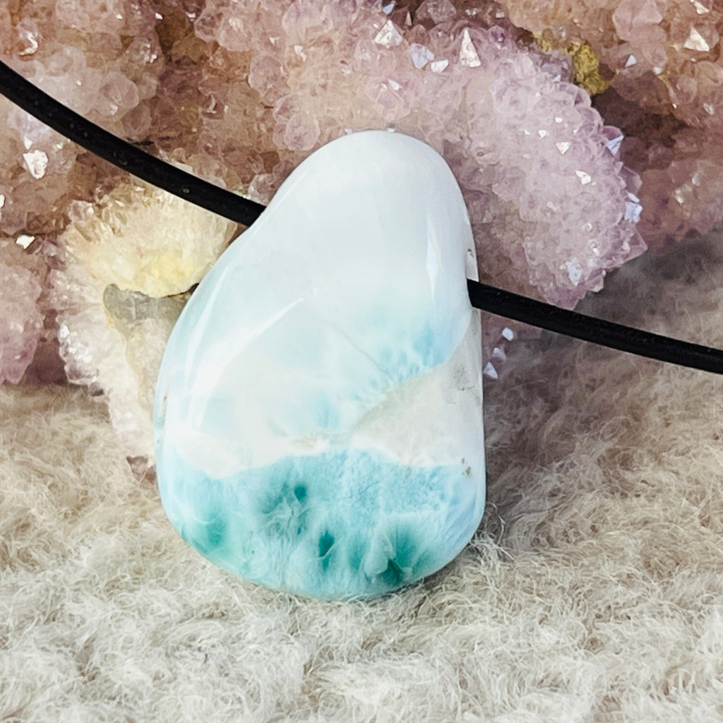 Colier pandantiv larimar DROP, pietre semipretioase - druzy.ro 2 
