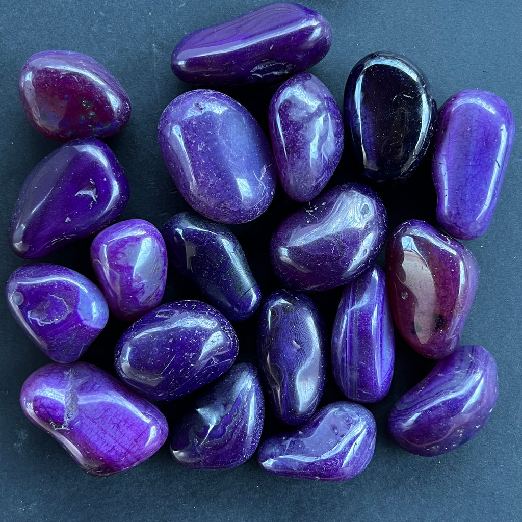 Piatra rulata, palmstone agat mov, druzy.ro, cristale 1
