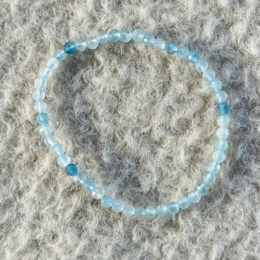 Bratara fatetata 4 mm cristal acvamarin AAA, pietre semipretioase, DRUZY.RO 3