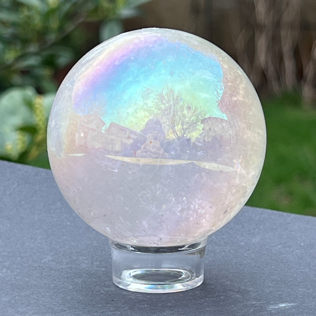 Sfera cuart roz aura model 4, pietre semipretioase - druzy.ro 1 
