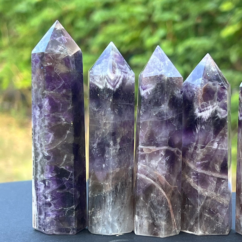 Obelisc ametist chevron 8-10 cm, druzy.ro, cristale 3