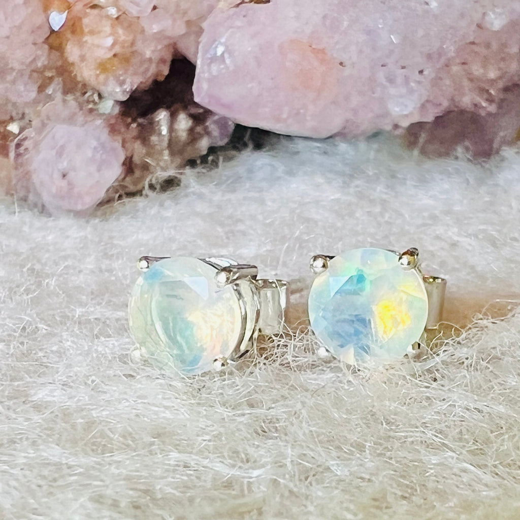 Cercei stud opal din argint 6 mm Round, druzy.ro, pietre semipretioase 1