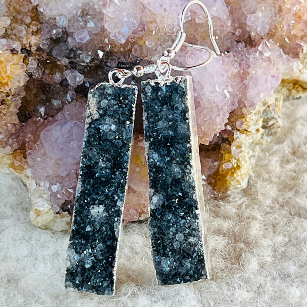 Cercei felii agat druzy placati cu argint din Brazilia model 4, druzy.ro, cristale 1