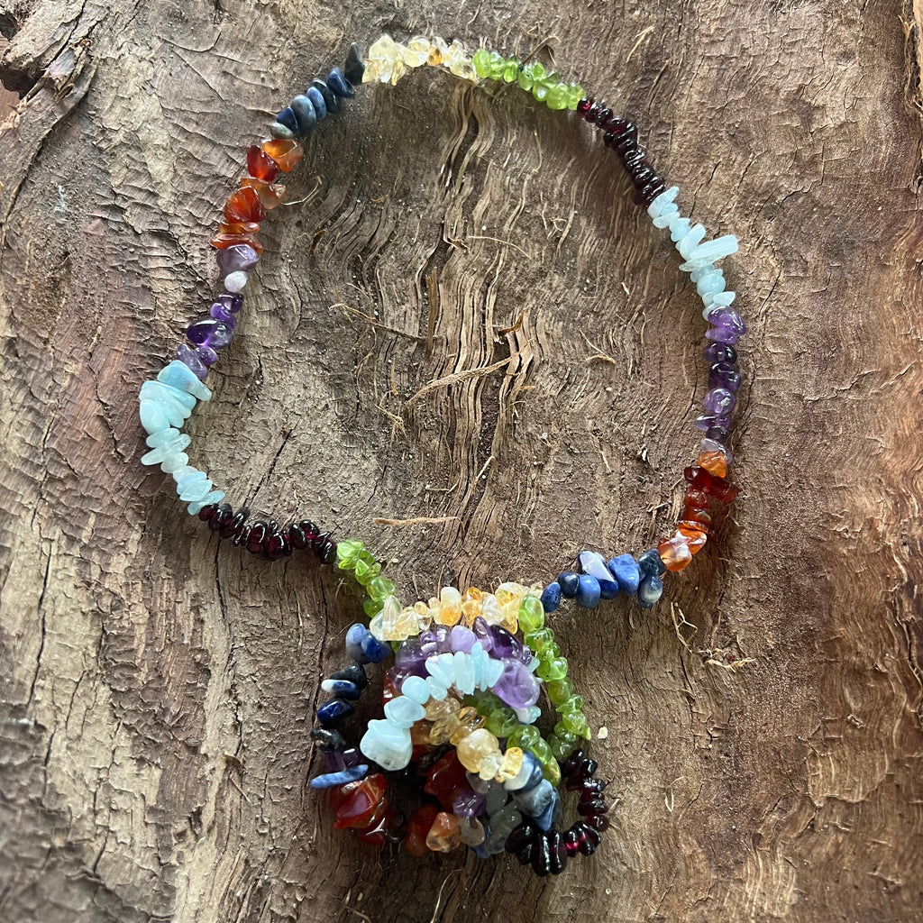 Colier lung chipsuri 7 chakre, druzy.ro, pietre semipretioase 1