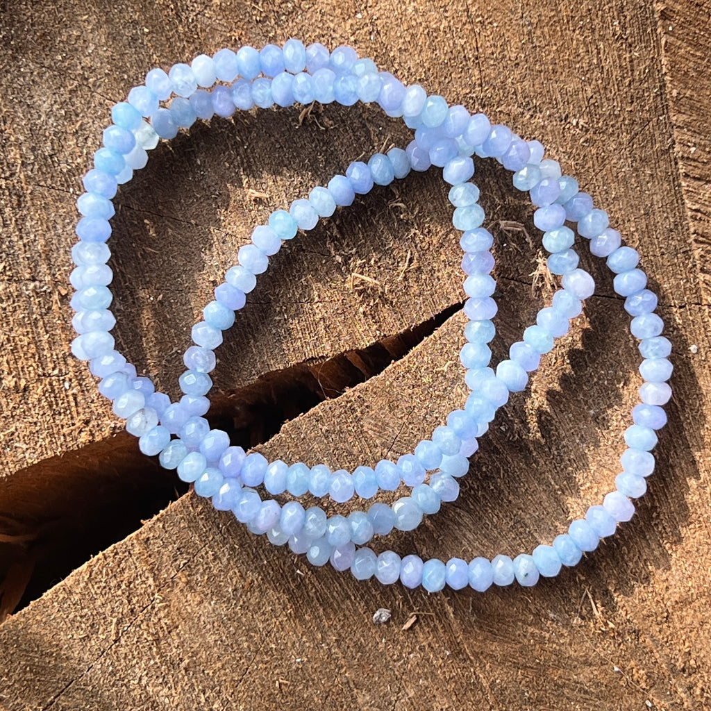 Bratara fatetata discuri agat albastru 4 mm, pietre semipretioase - druzy.ro 2 