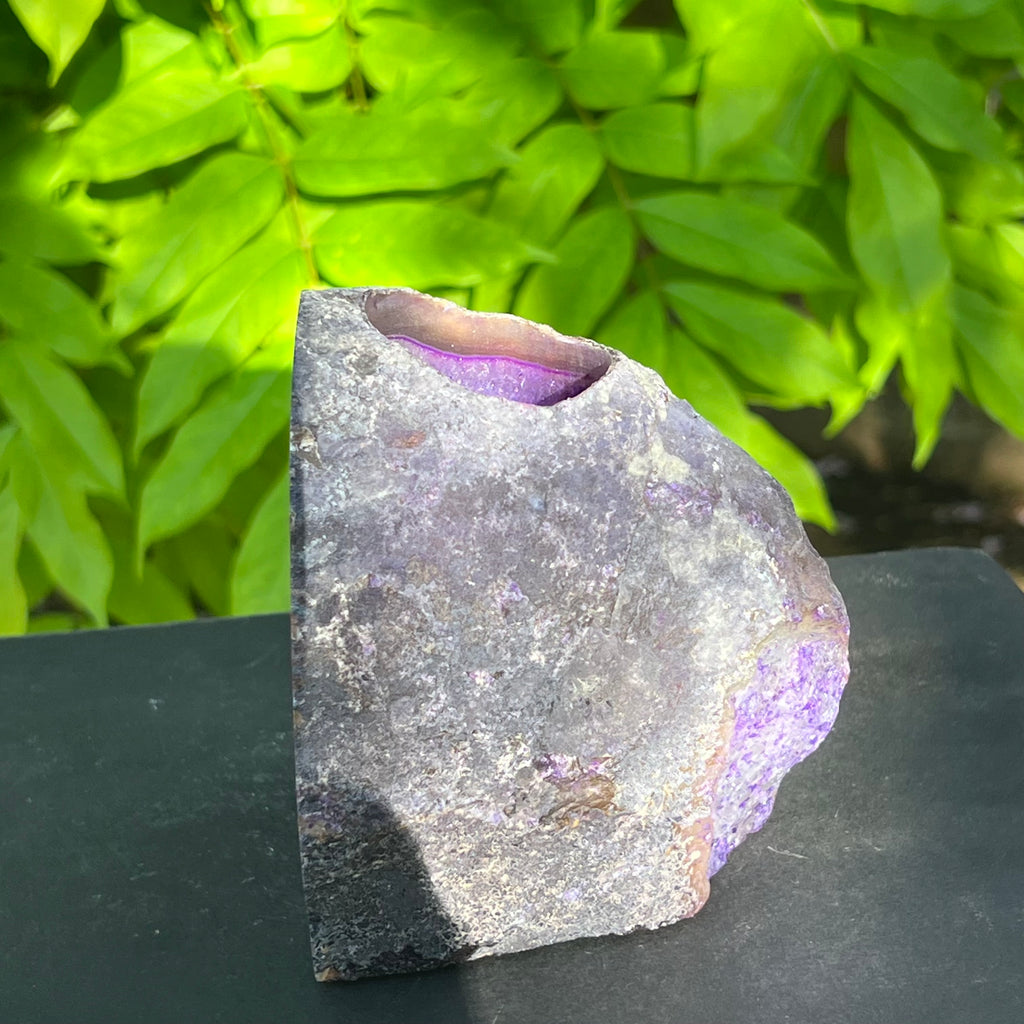 Suport lumanare din agat mov, bookend, suport carti, druzy.ro, pietre semipretioase 6
