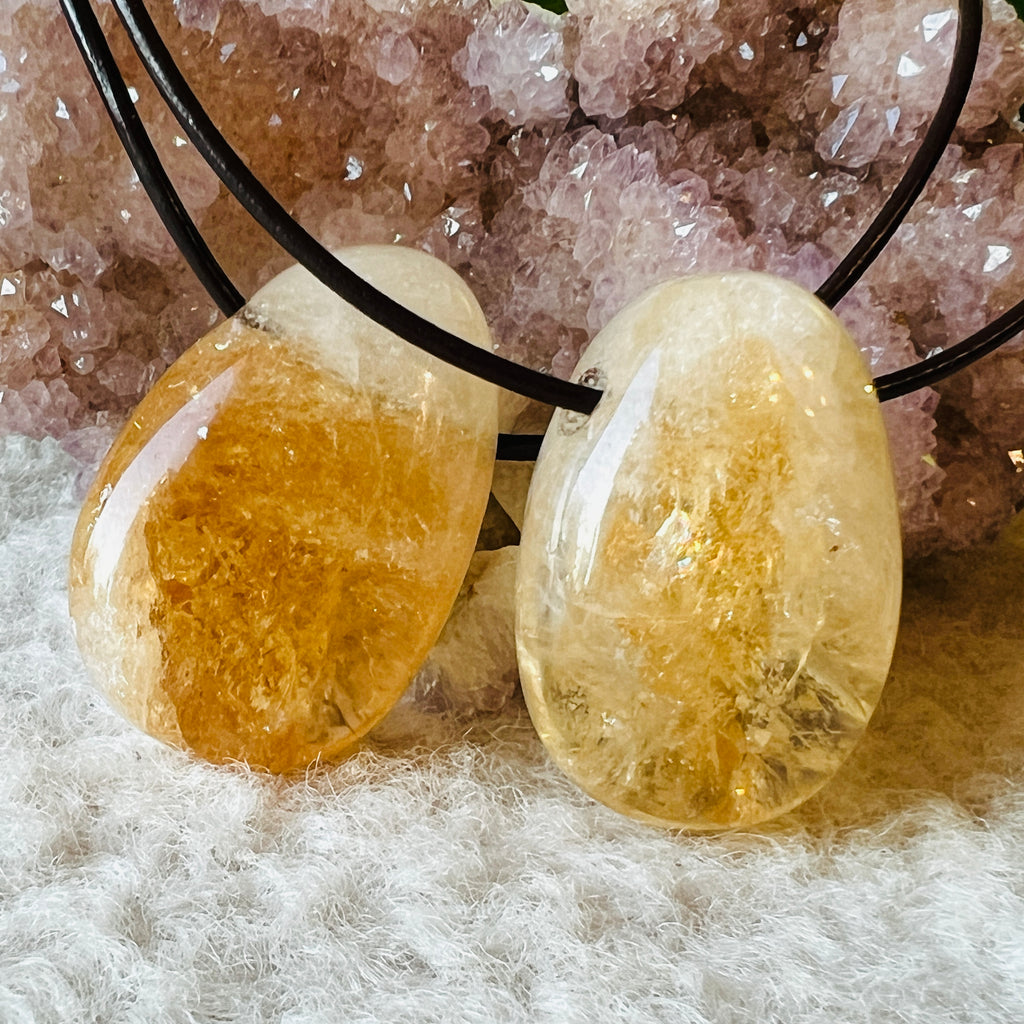 Colier pandantiv citrin DROP, pietre semipretioase - druzy.ro 1 