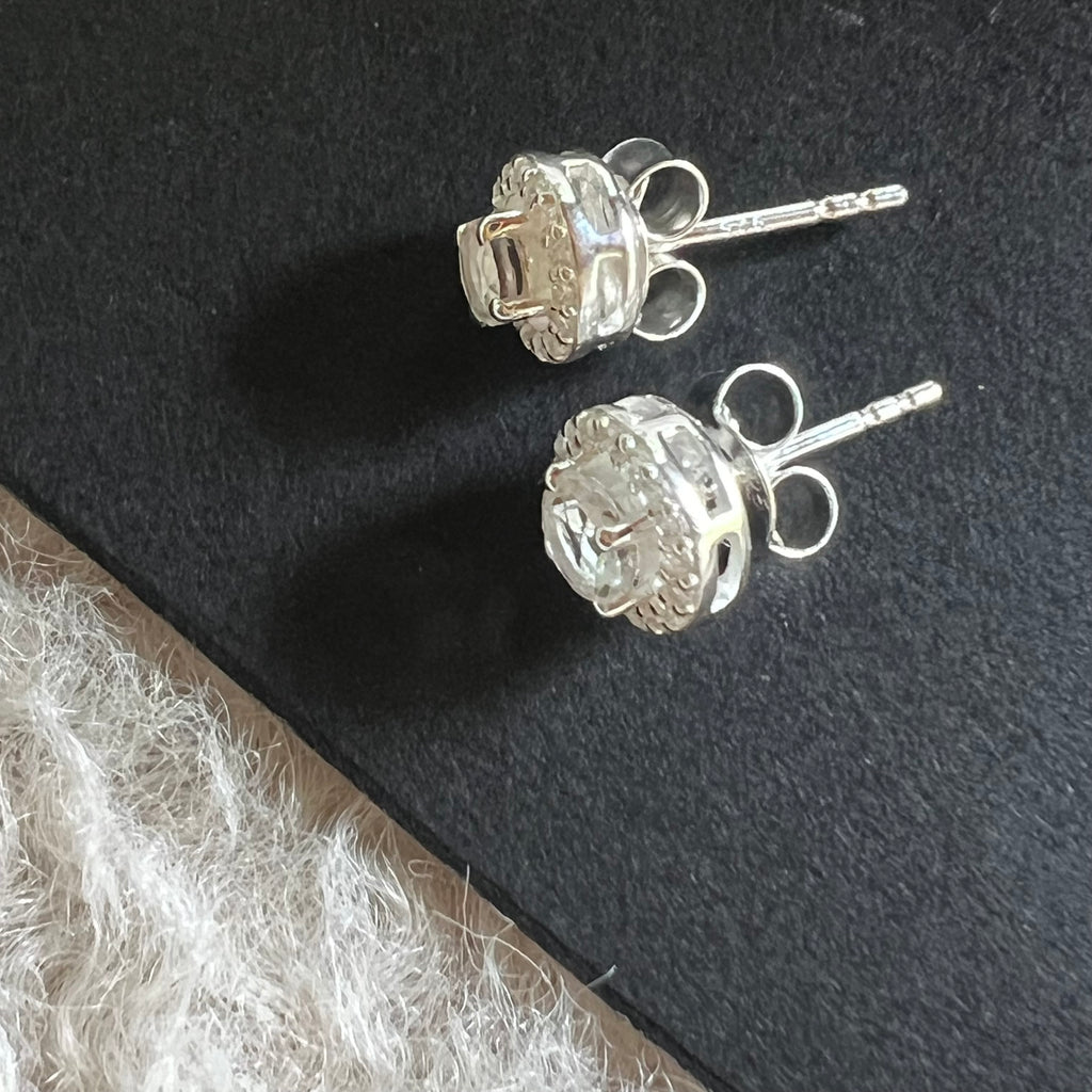 Cercei stud cuart, topaz alb 6 mm, druzy.ro, pietre semipretioase 3