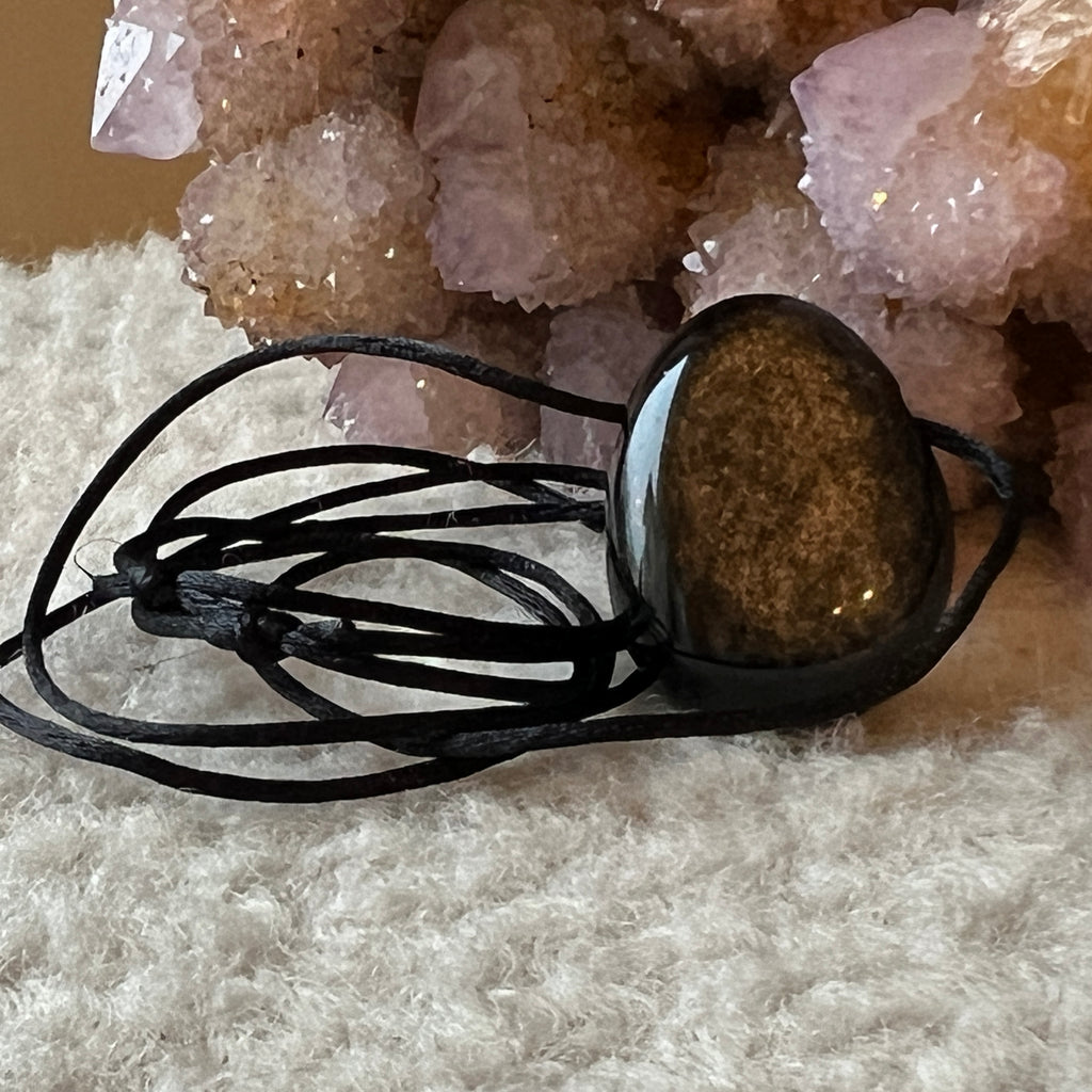 Colier pandantiv obsidian argintiu DROP, pietre semipretioase - druzy.ro 4 